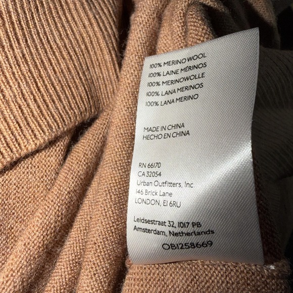 By Anthropologie Sweater Women's XL Brown Merino Wool Short Sleeve Boxy Pullover - Picture 9 of 9